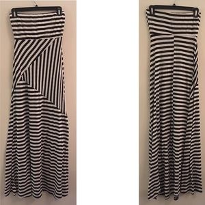 Wet Seal strapless maxi Dress black and white striped